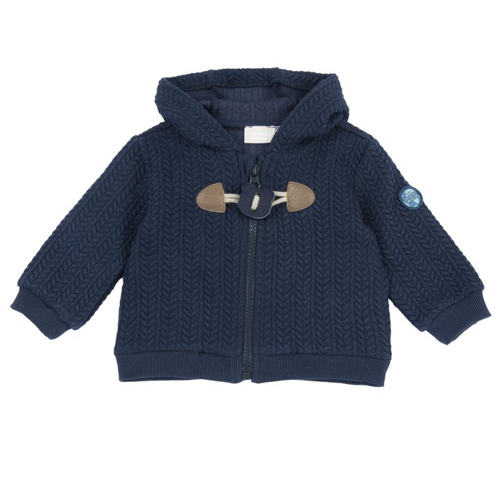 Cardigan con alamari e cappuccio