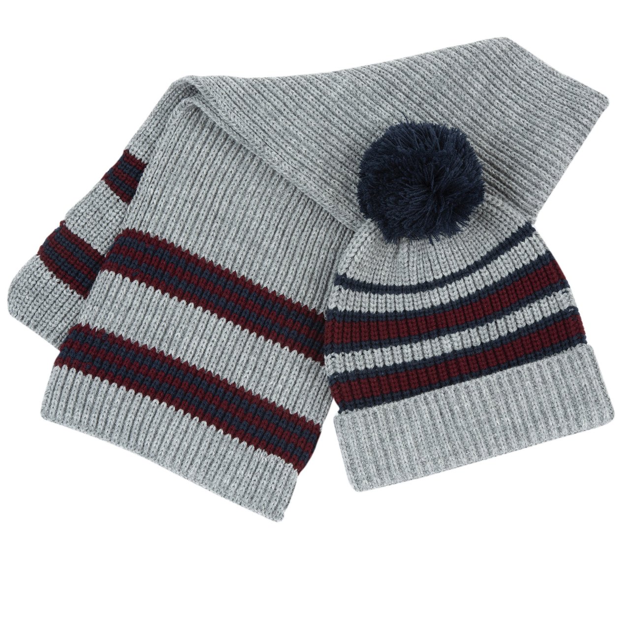 Conjunto de Gorro e Cachecol Cinzento com Riscas Chicco - 0