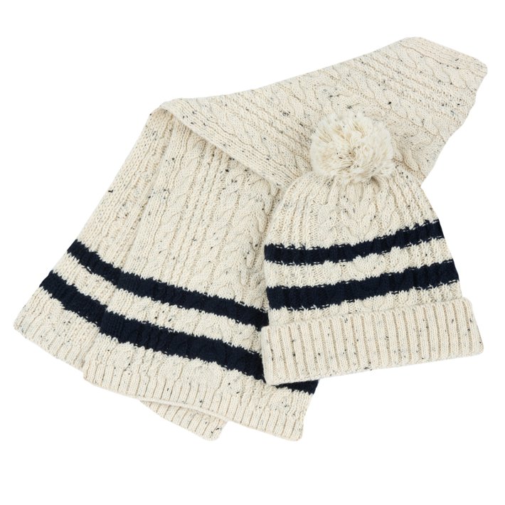 Ensemble bonnet et &eacute;charpe ray&eacute;s