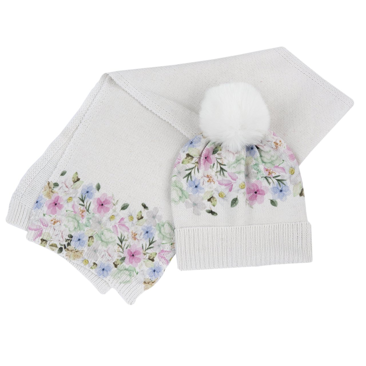 Conjunto de Gorro e Cachecol com Flores Chicco - 0