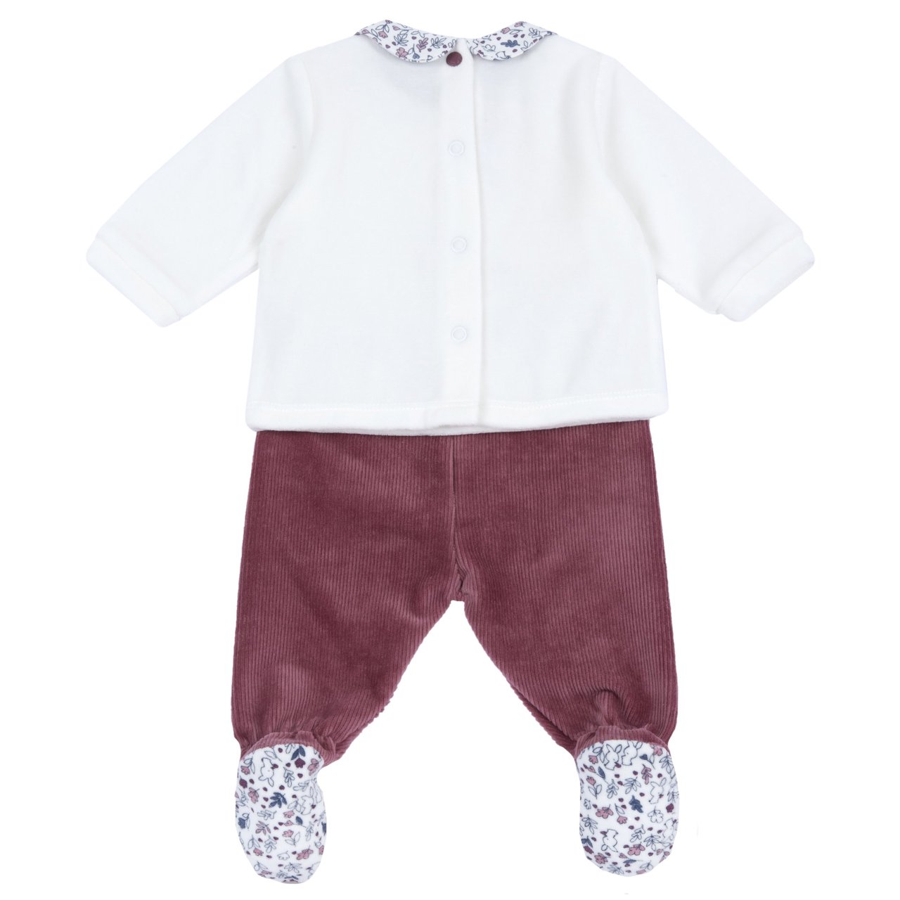 Conjunto de Camiseta con Conejito y Flores y Pantalones Rosa con Pies Chicco - 1