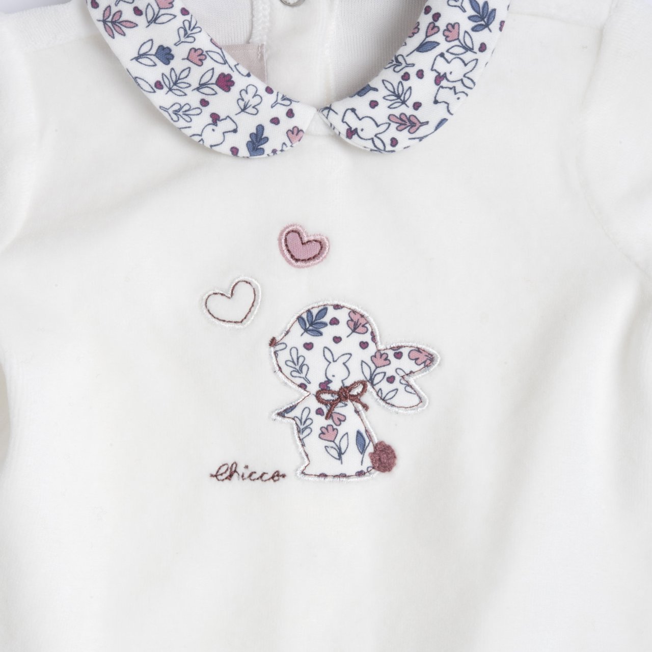 Conjunto de Camiseta con Conejito y Flores y Pantalones Rosa con Pies Chicco - 2
