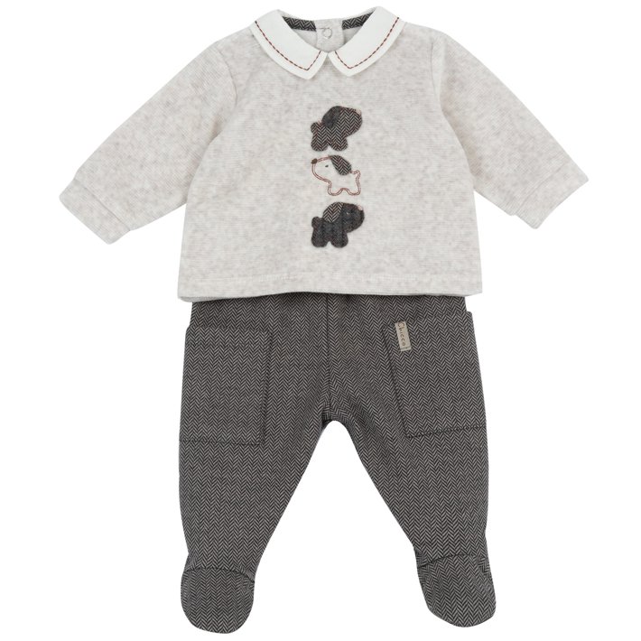 Completo maglia e pantaloni con piedini