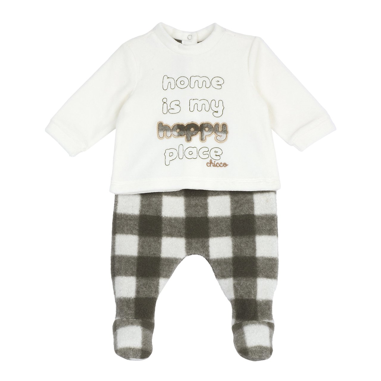 Conjunto de Camisola "Home is My Happy Place" e Cal&ccedil;as com P&eacute;s aos Quadrados Chicco - 0