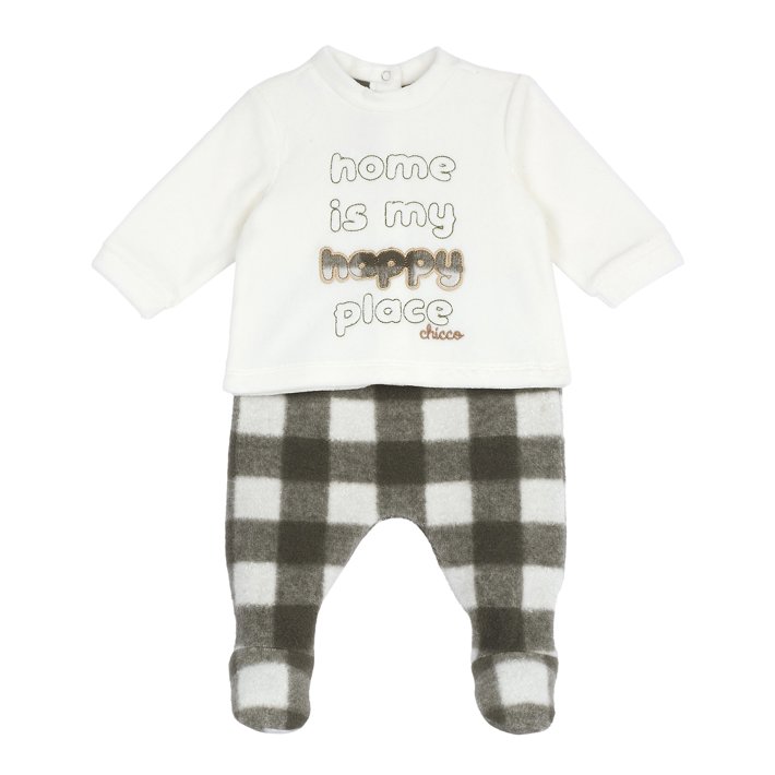 Conjunto de Camisola "Home is My Happy Place" e Cal&ccedil;as com P&eacute;s aos Quadrados
