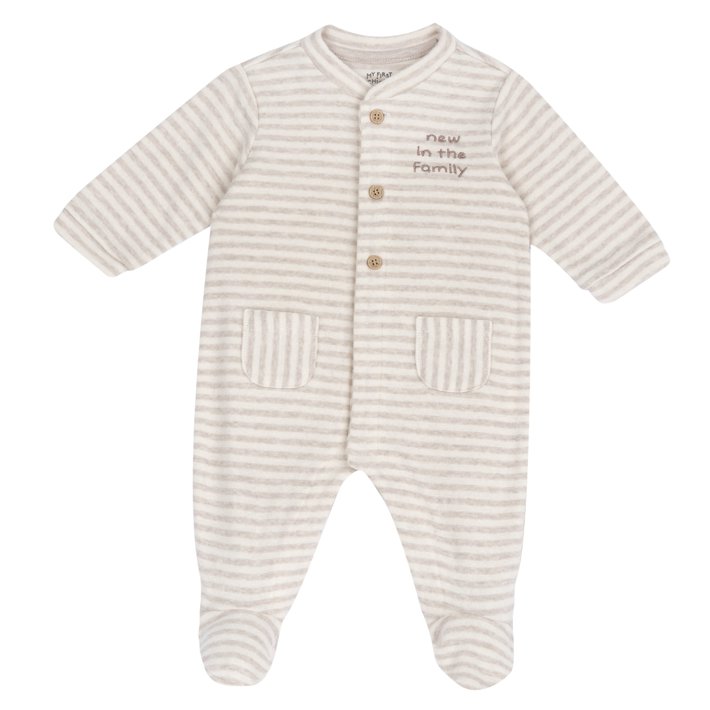 Babygrow &agrave;s Riscas com Frase Bordada