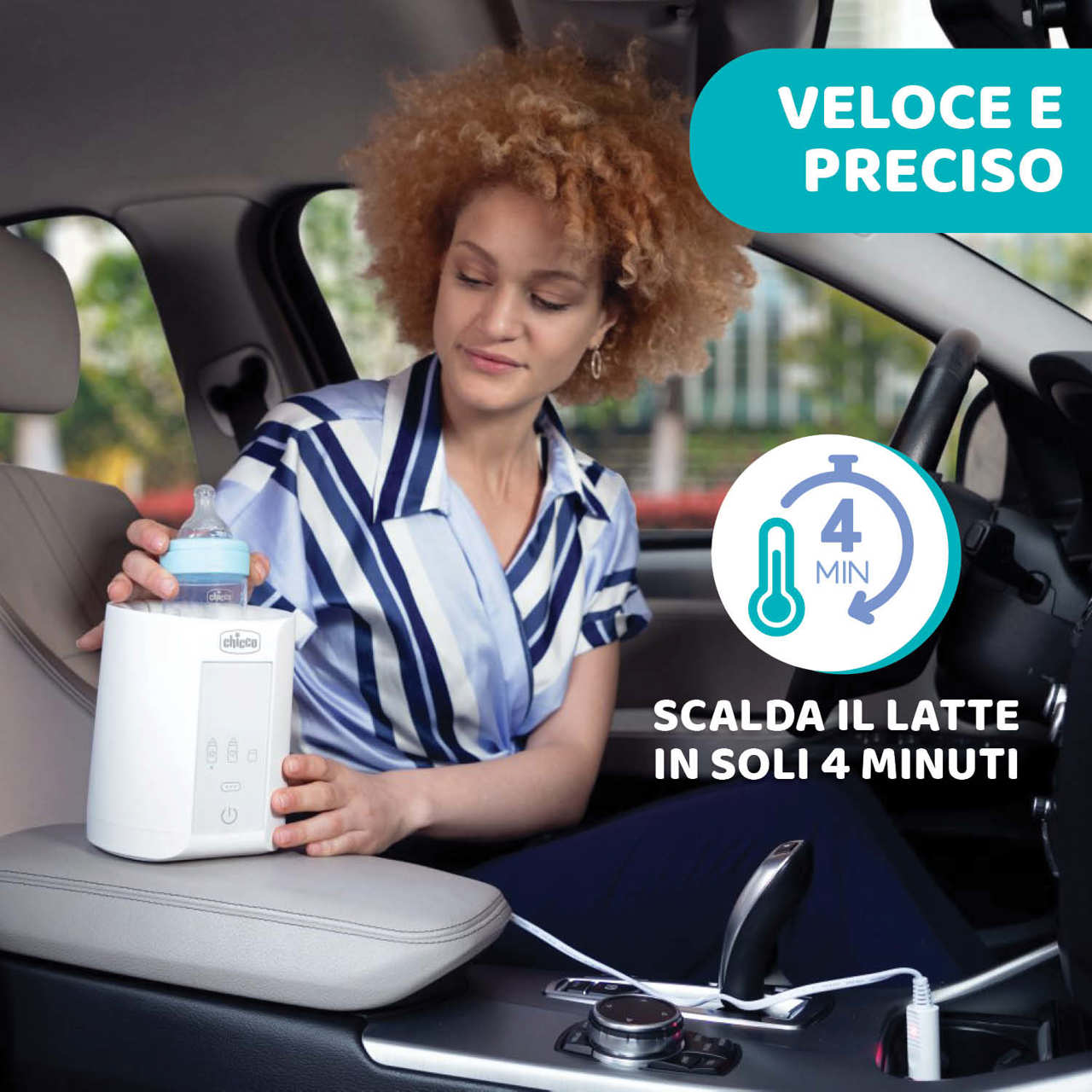 Chicco Scalda-Biberon Casa/Viaggio/Auto Spegnimento automatico 110W  Riscalda il latte a 37 gradi Bianco 