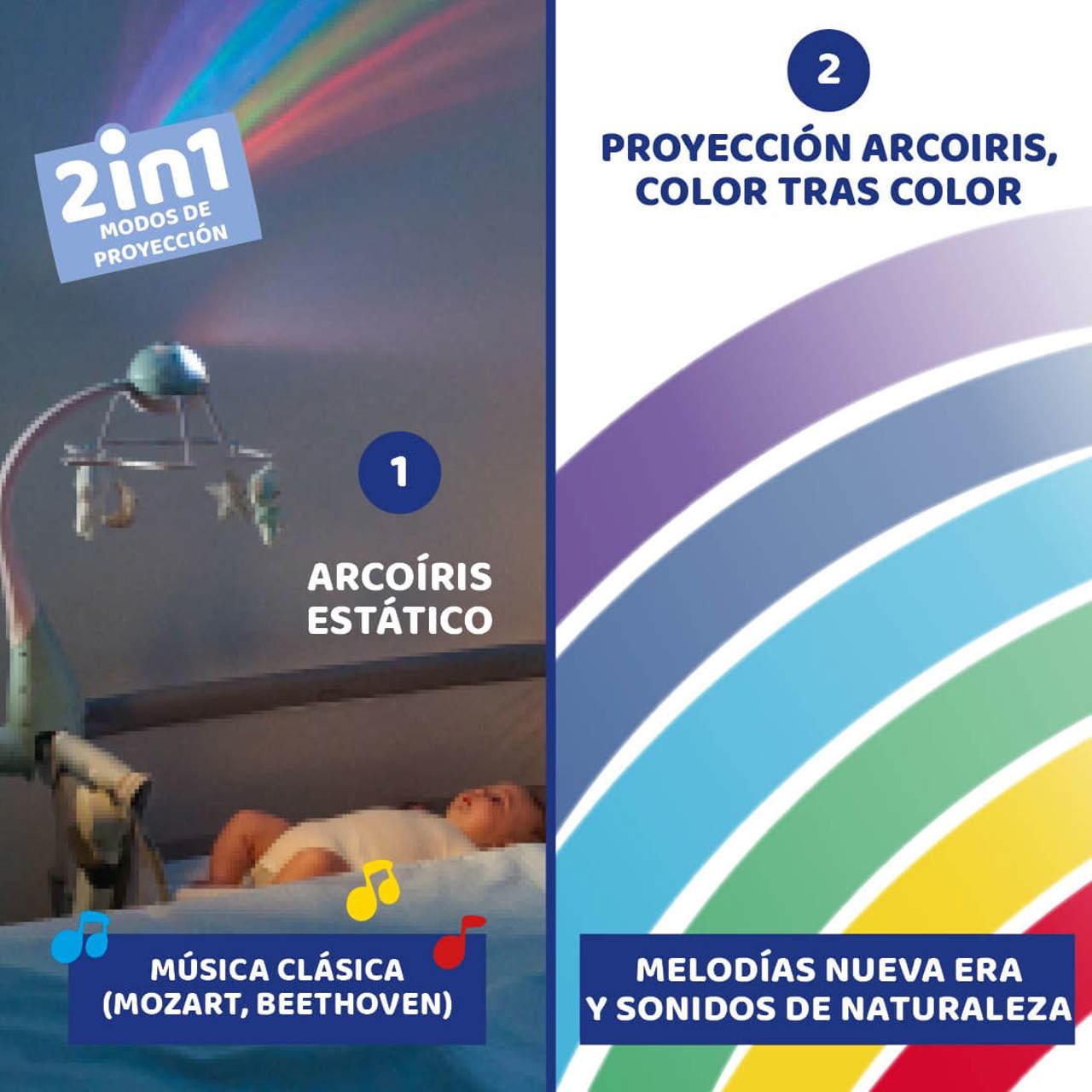 Móvil de cuna con proyector Arcoiris image number 3