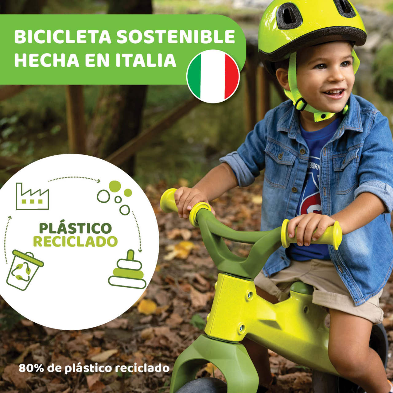 Bicicleta sin Pedales Eco+ Balance Verde de Chicco - JUGUETES PANRE