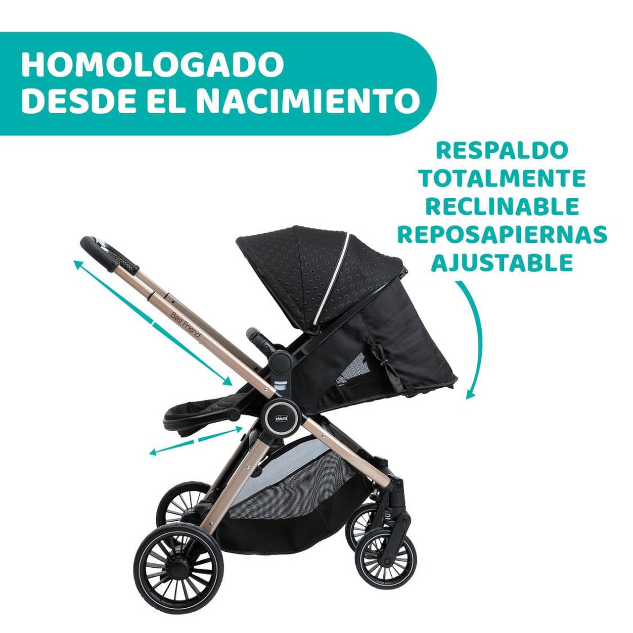 Combo Best Friend Pro Black Re-Lux Carrinho + Moisés + Bebê Conforto Kaily  c/ Base Chicco - Vivi Carrinhos de Bebê