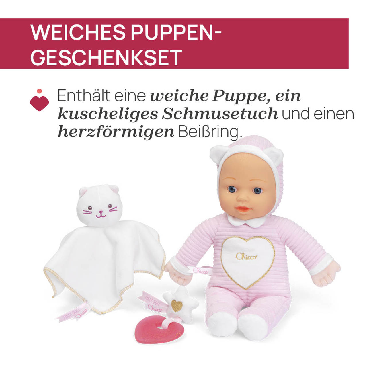 Puppenset mit Schnuffeltuch und Bei&szlig;ring &ndash; My First Doll null - 2