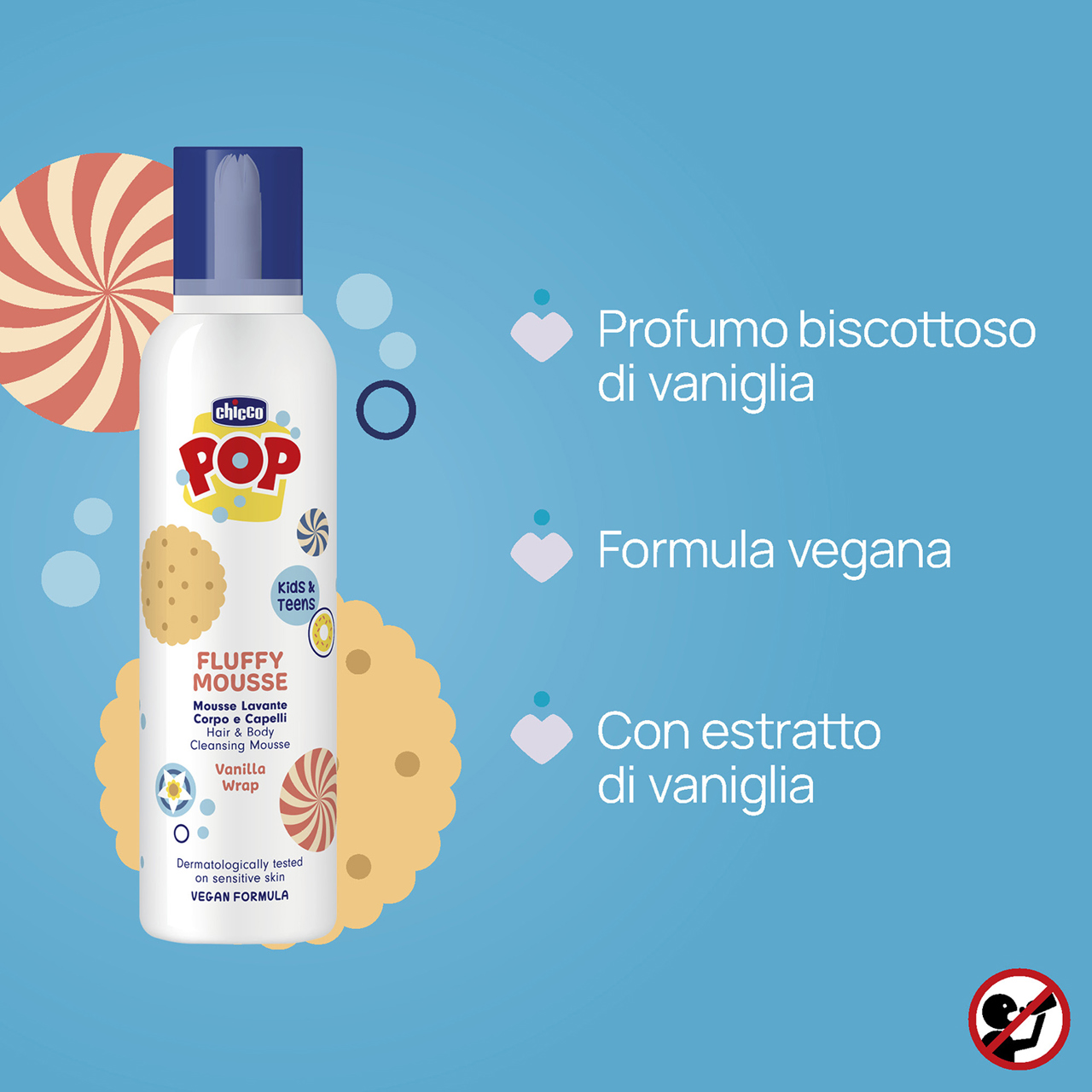 Mousse Lavante Corpo&Capelli Vanilla Wrap 200 Ml Chicco - 3