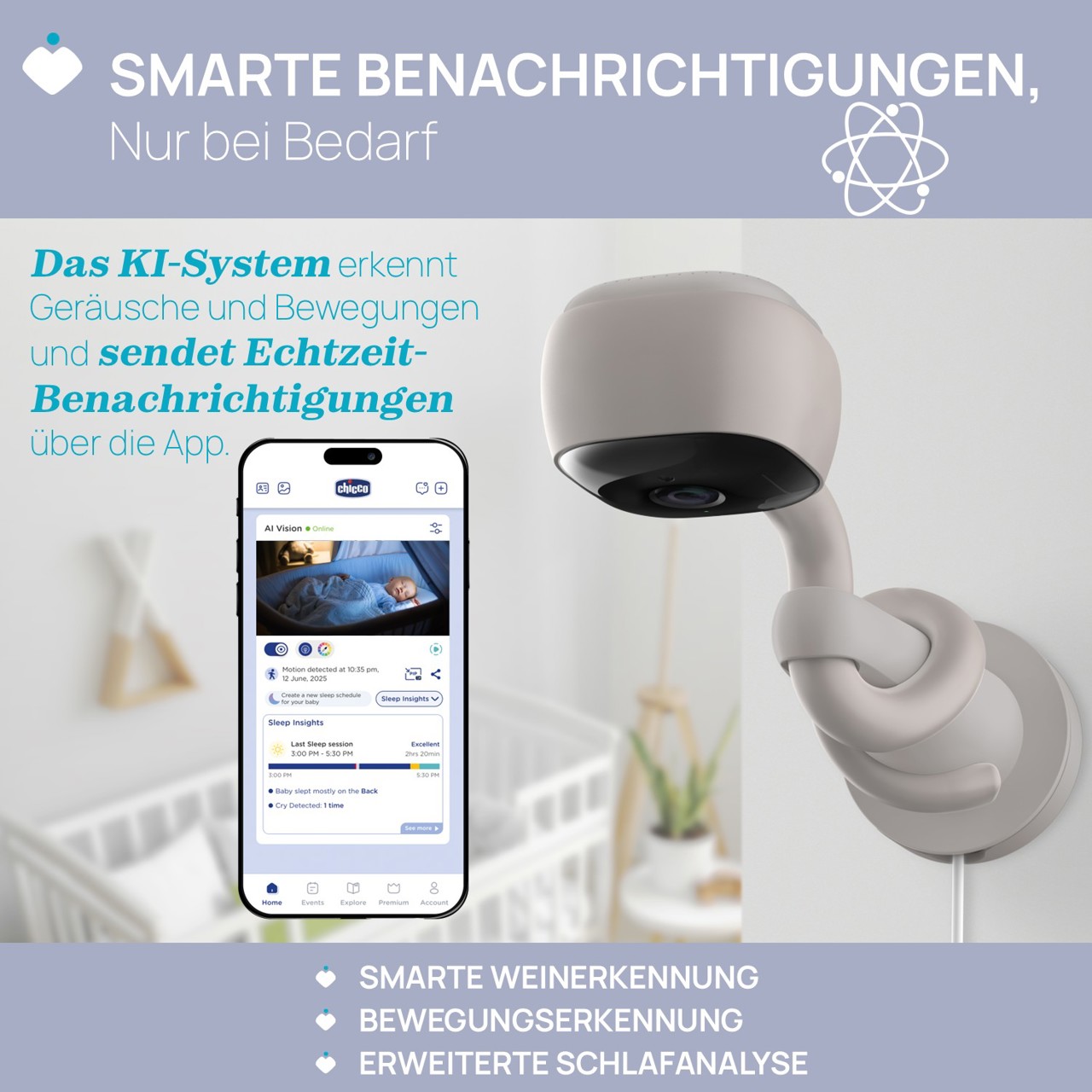 Wifi Video-Babyphone mit flexibler Halterung null - 2