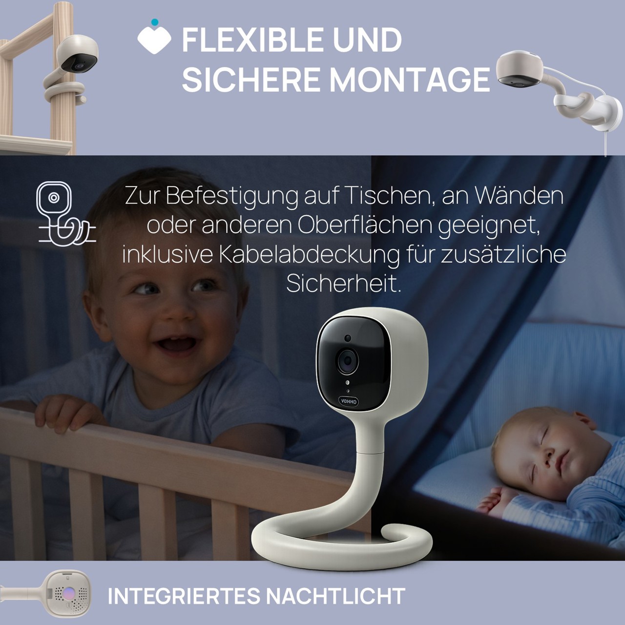 Wifi Video-Babyphone mit flexibler Halterung null - 4