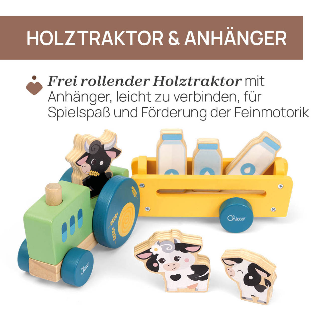 Der Kuh-Traktor Montessori Holzspielzeug My Wood Friends null - 1