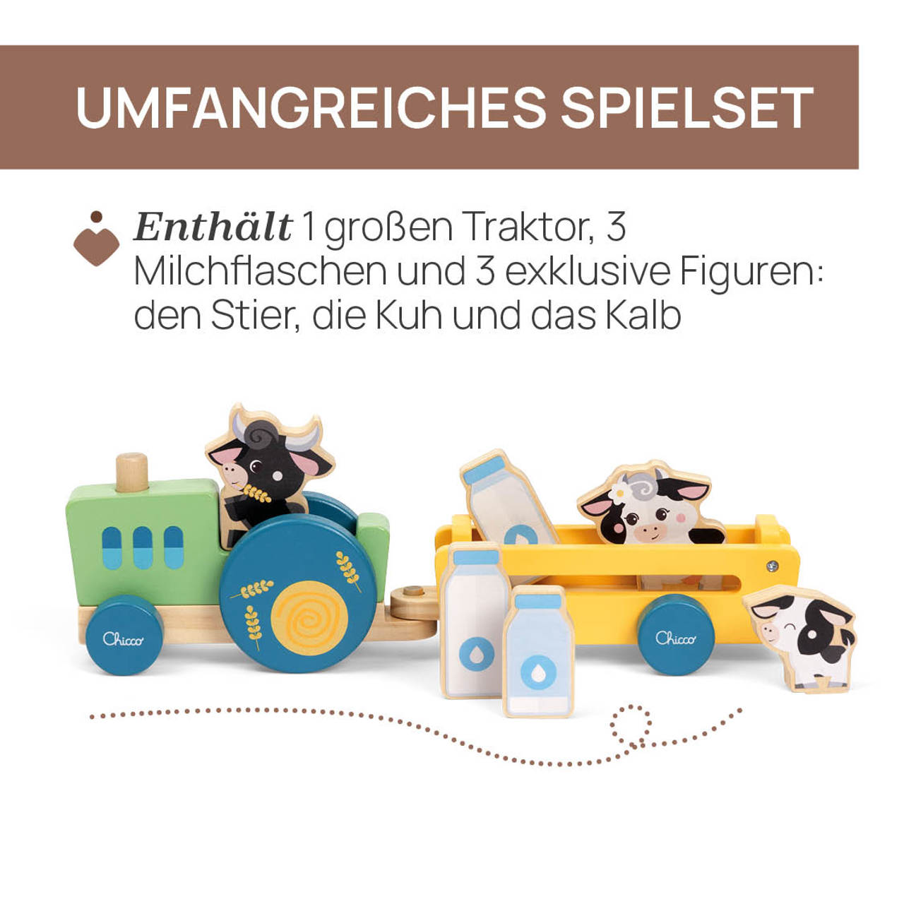 Der Kuh-Traktor Montessori Holzspielzeug My Wood Friends null - 3