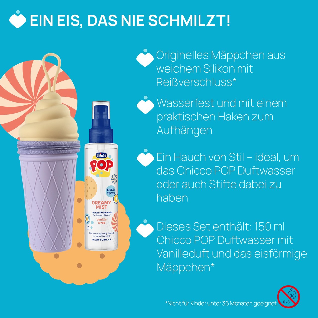 Chicco POP Set "Frosty" Parf&uuml;miertes Wasser Vanille 150ml mit Silikon-M&auml;ppchen null - 3