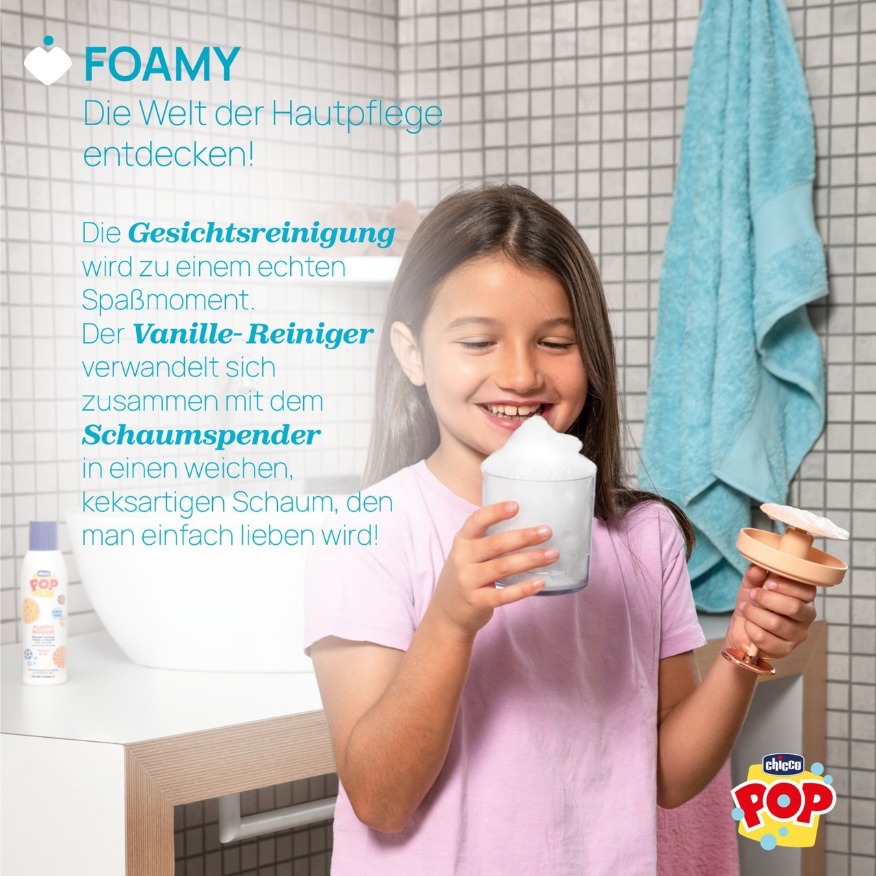 Chicco POP Set "Foamy" Gesichtsreiniger Vanille 150ml mit Schaum-Maker null - 1