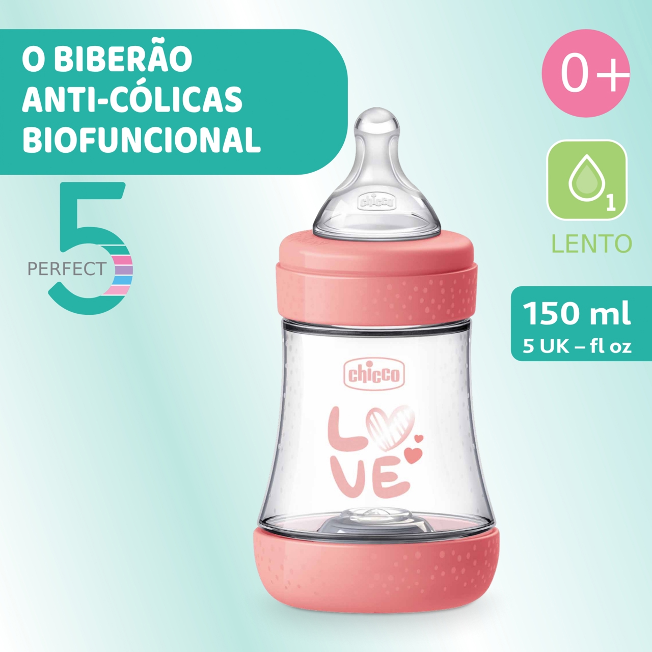 BIBERÃO PERFECT 5 150ML FLUXO NORMAL Chicco - 1