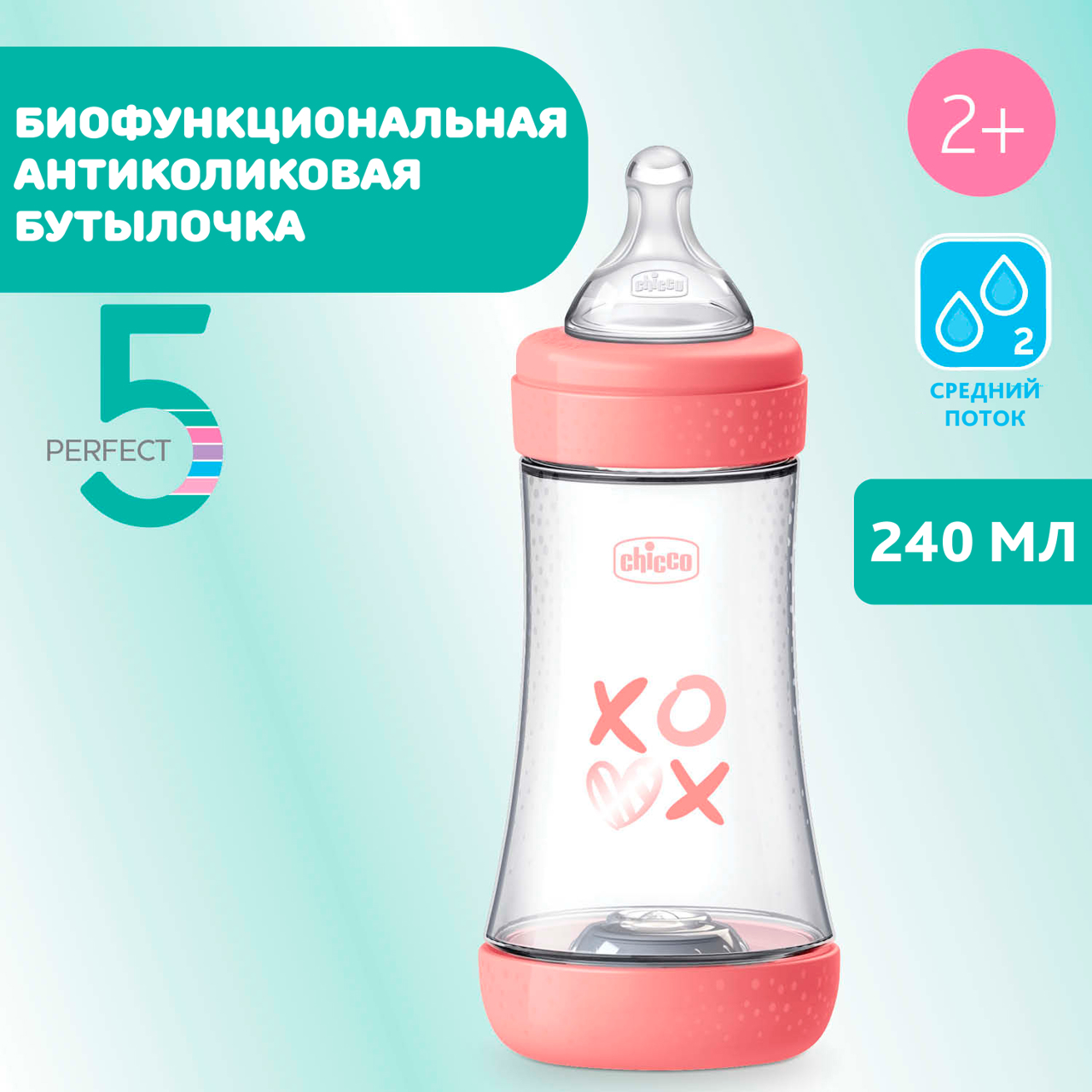 Бутылочка для кормления PERFECT 5, 240 мл - СРЕДНИЙ поток null - 7