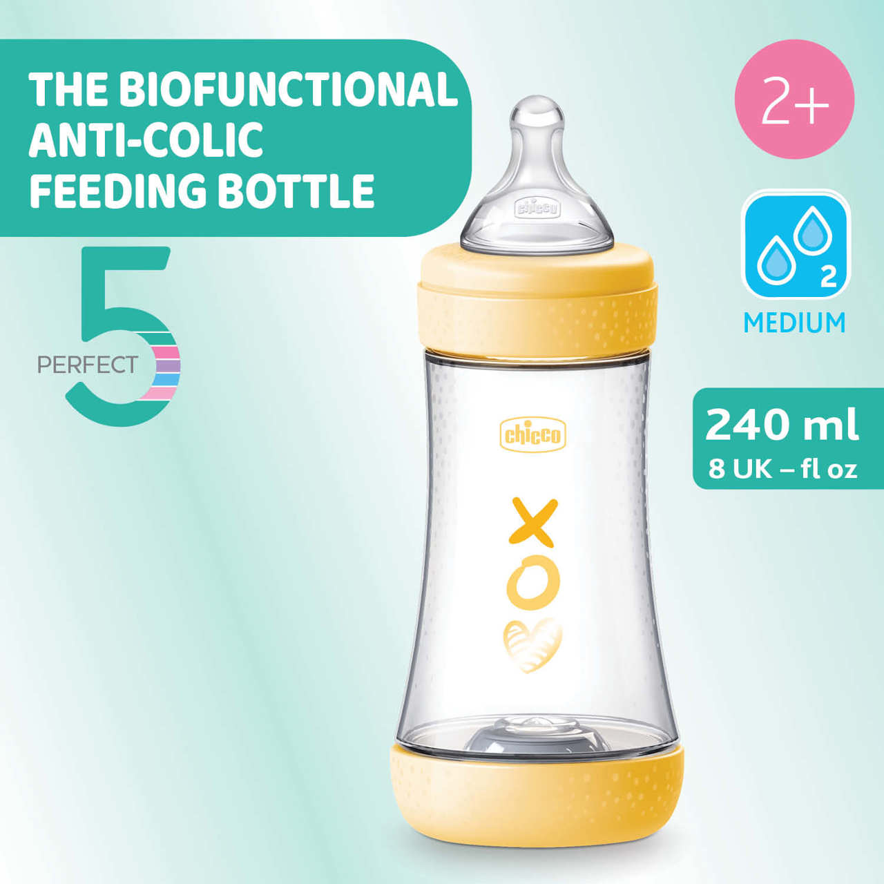 Babyfläschchen Perfect 5, 240ML, Mittlerer Fluss, Silikon null - 1