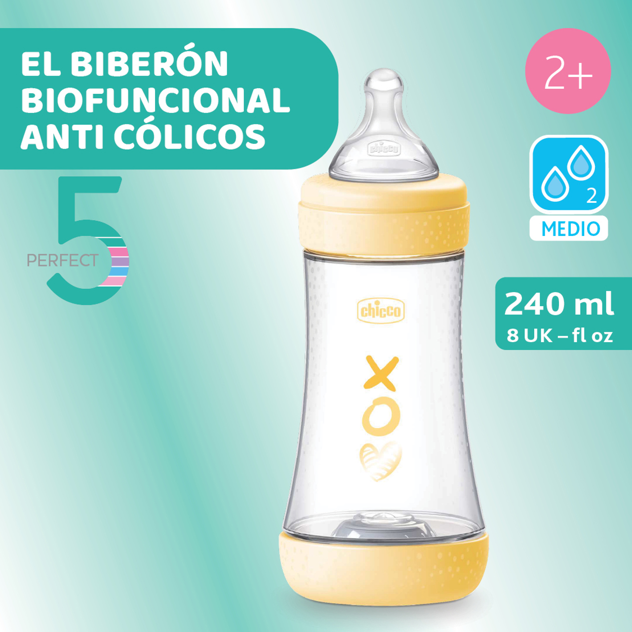 PERFECT5 240ml Biberón Silicona 2m+