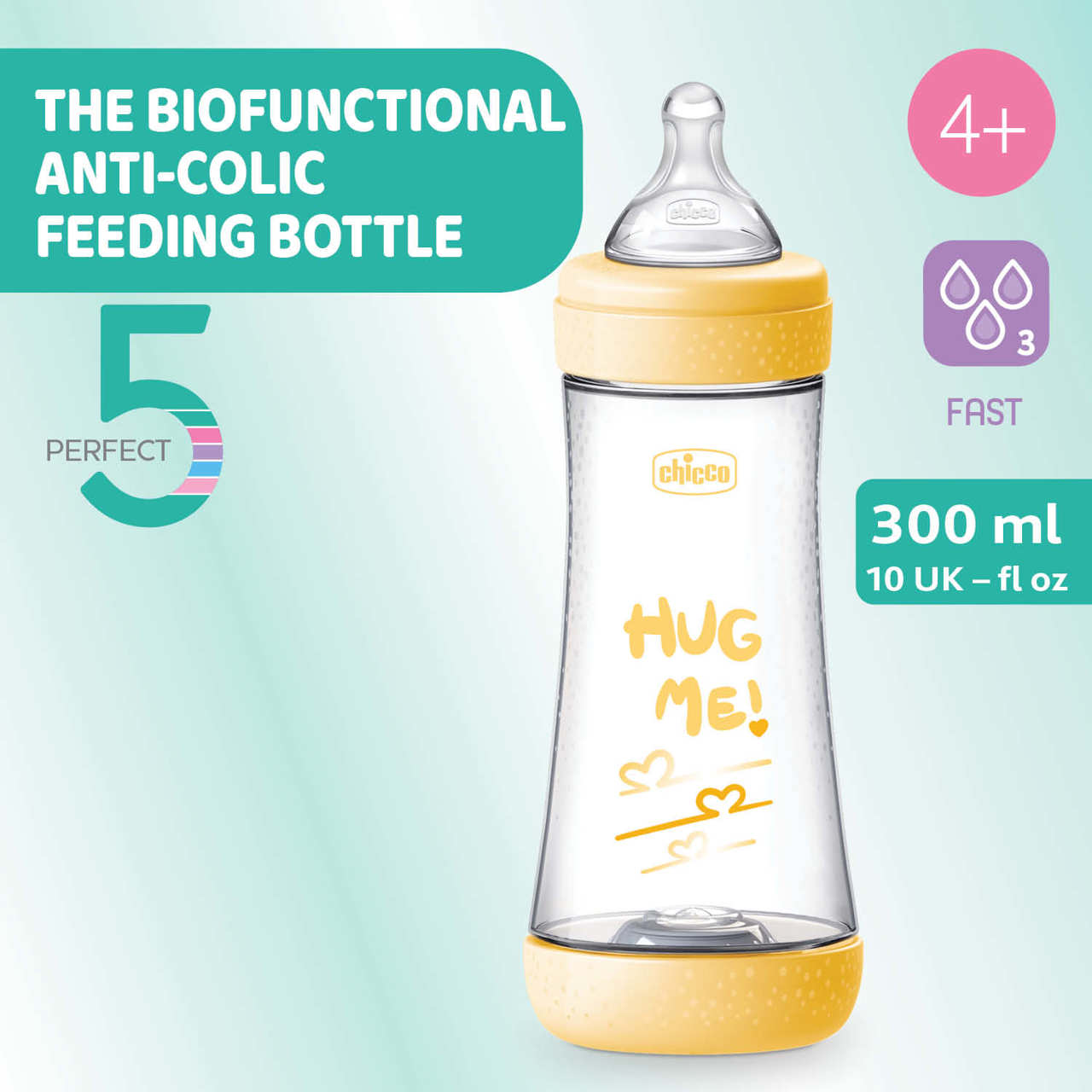 Babyfläschchen Perfect 5, 300 ml, Schneller Fluss, Silikon null - 1