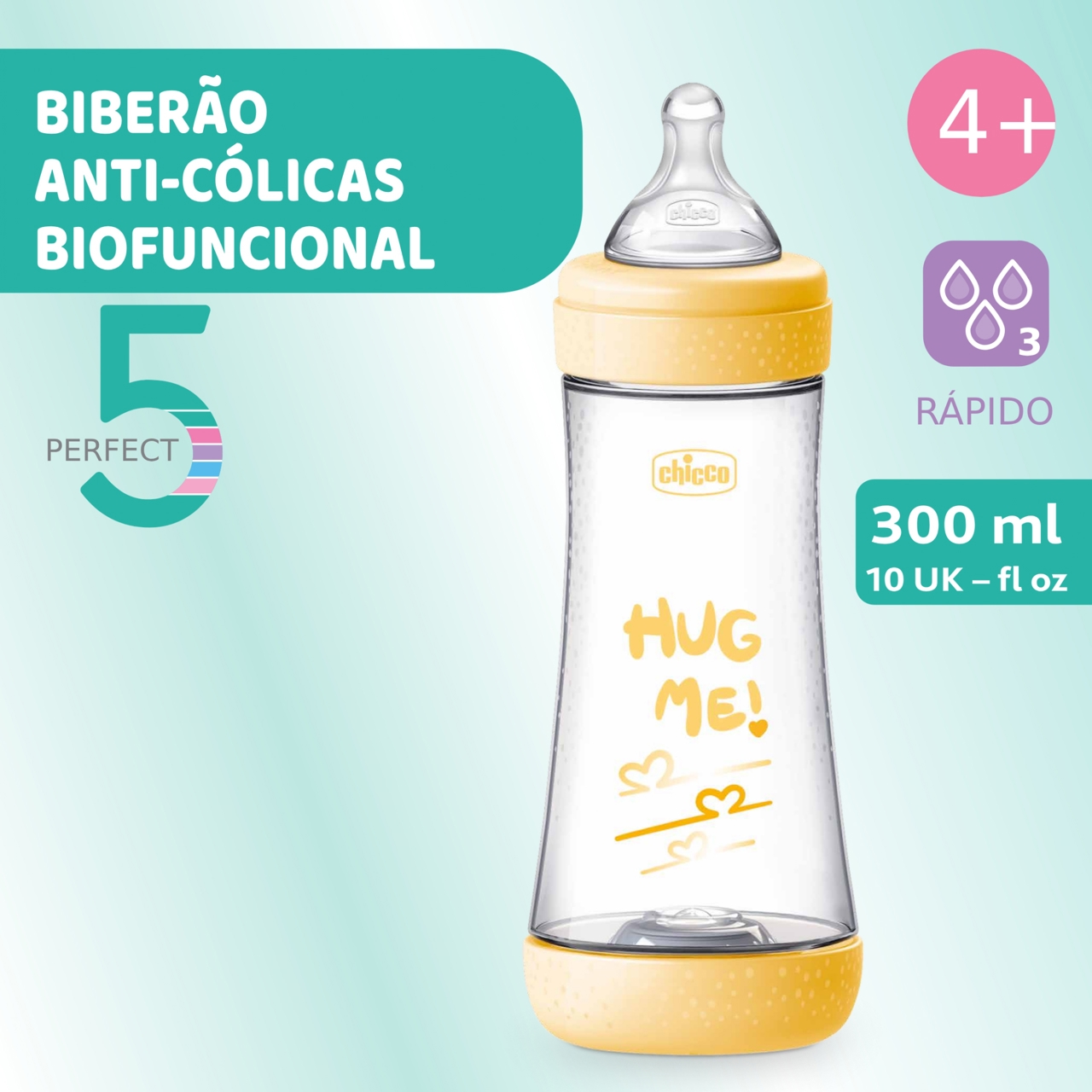 BIBERÃO PERFECT 5 300ML FLUXO RÁPIDO Chicco - 1