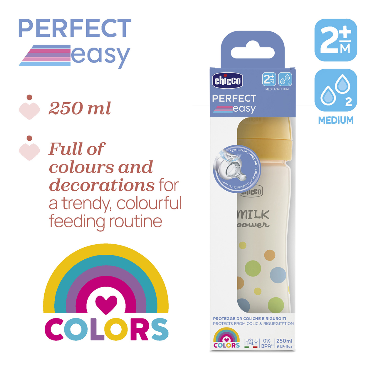 PERFECT EASY Voedingsfles 250 ml Gemiddelde Stroom Chicco - 7