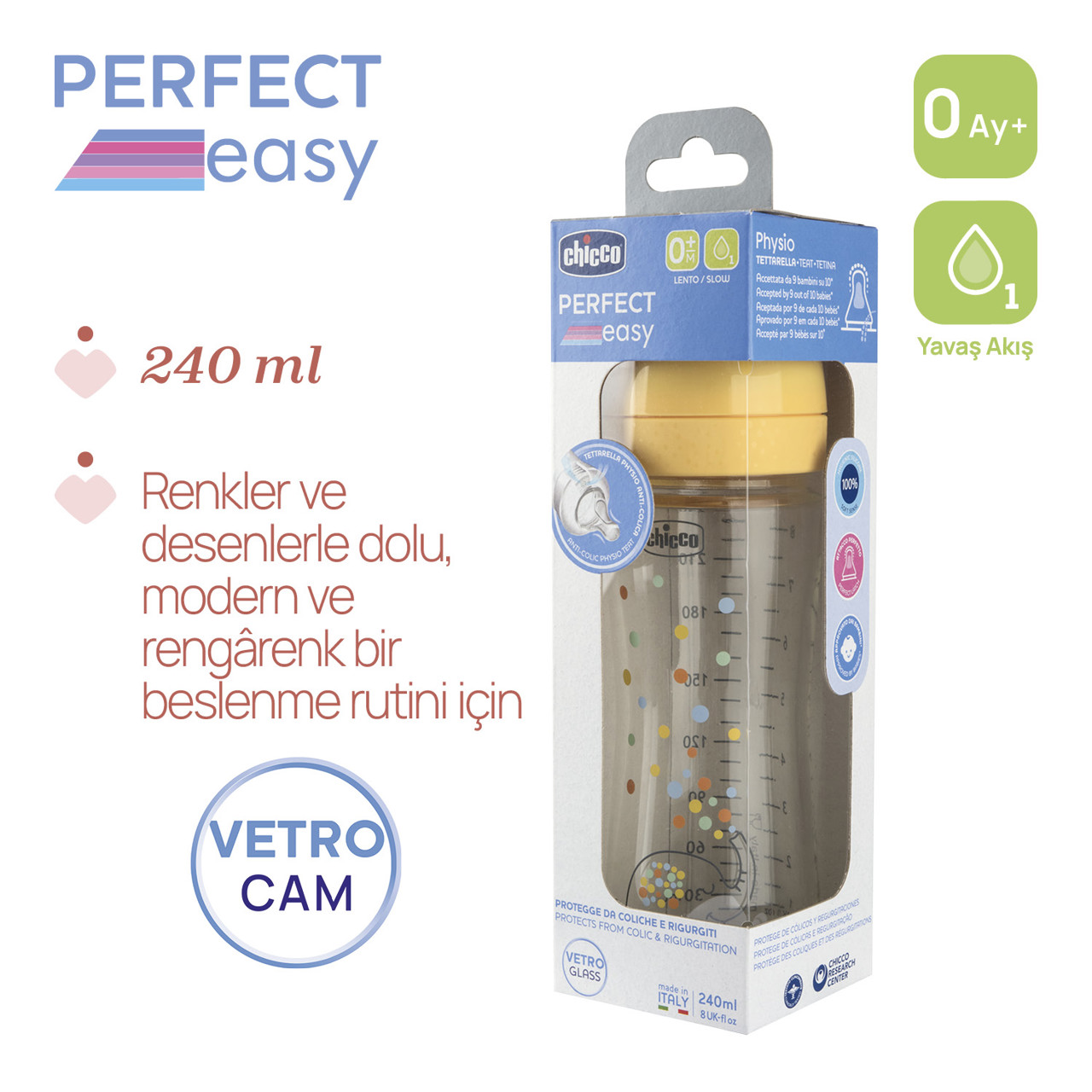 PERFECT EASY BİBERON CAM 240 ML YAVAŞ AKIŞ null - 4