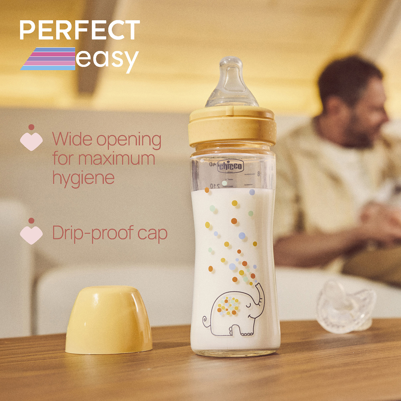 Babyfläschchen PERFECT EASY Glas, 240 ml, 0M+, langsamer Fluss null - 5
