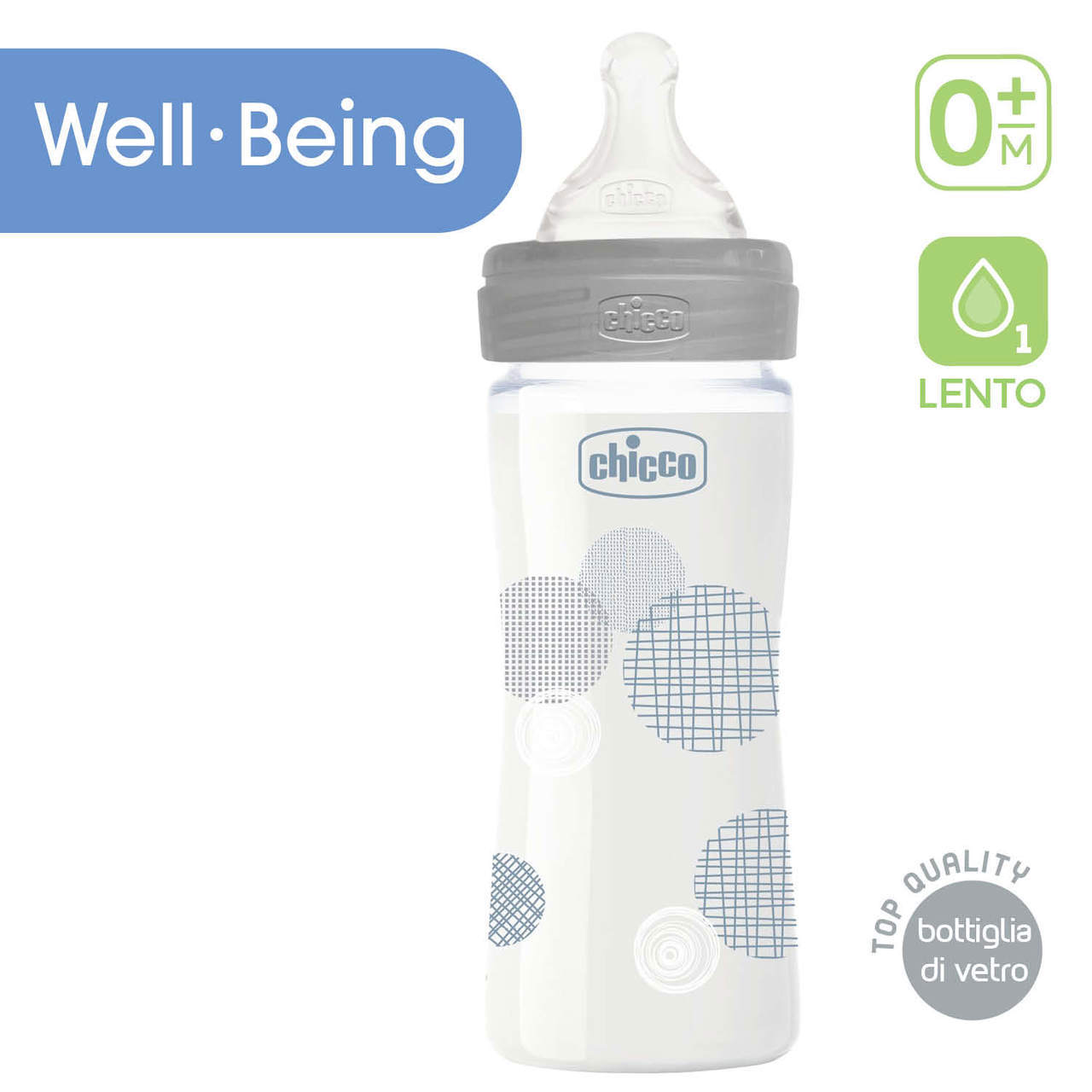 Biberon Well-Being 240 ml Flusso Lento in Vetro image number 1
