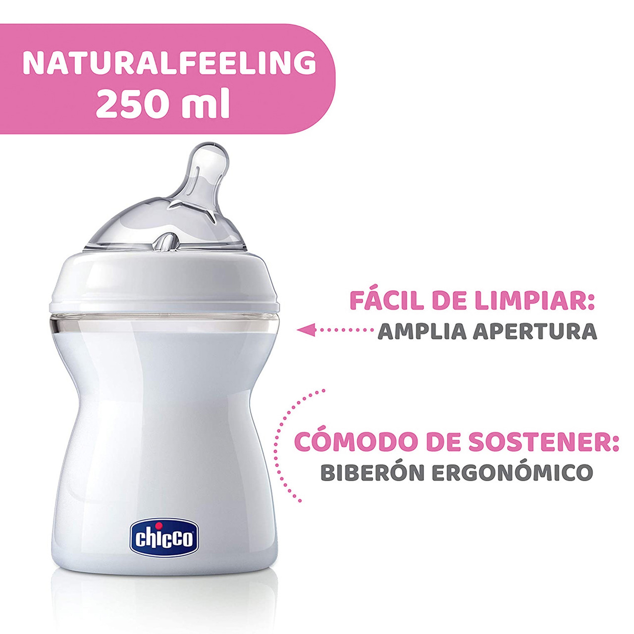  Chicco Biberón 11.2 fl oz NaturalFeeling 6M + : Bebés