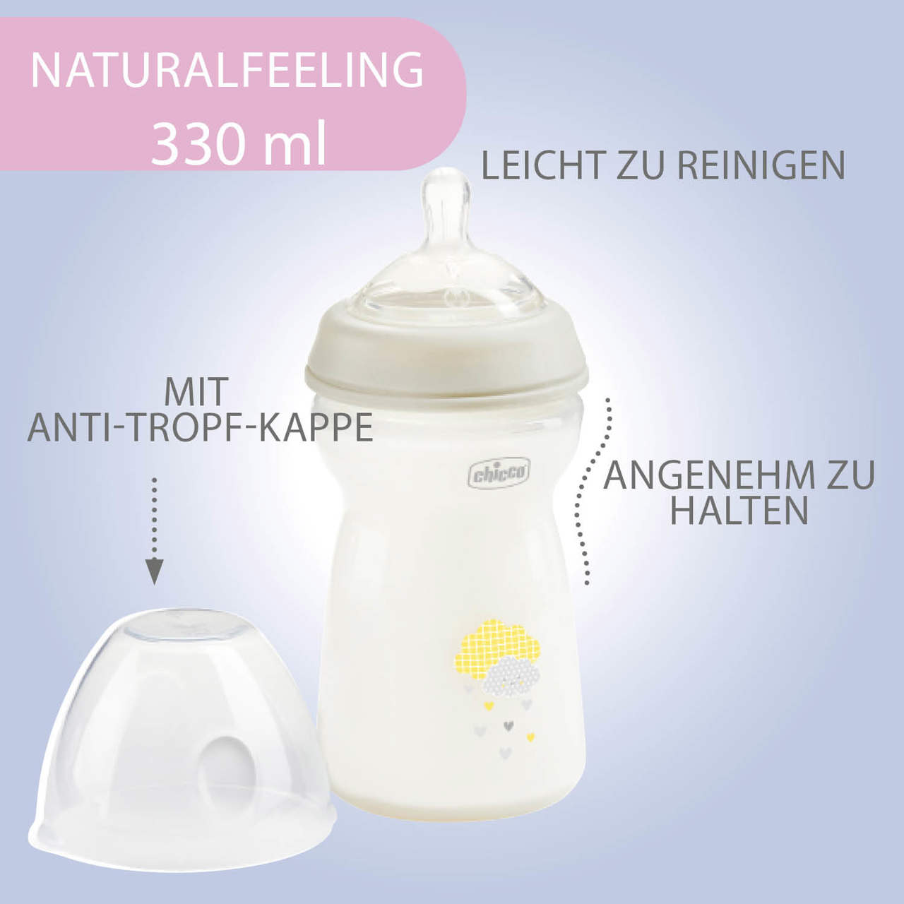 Natural Feeling Babyfläschchen 6 M+ 330 ml schneller Fluss null - 5