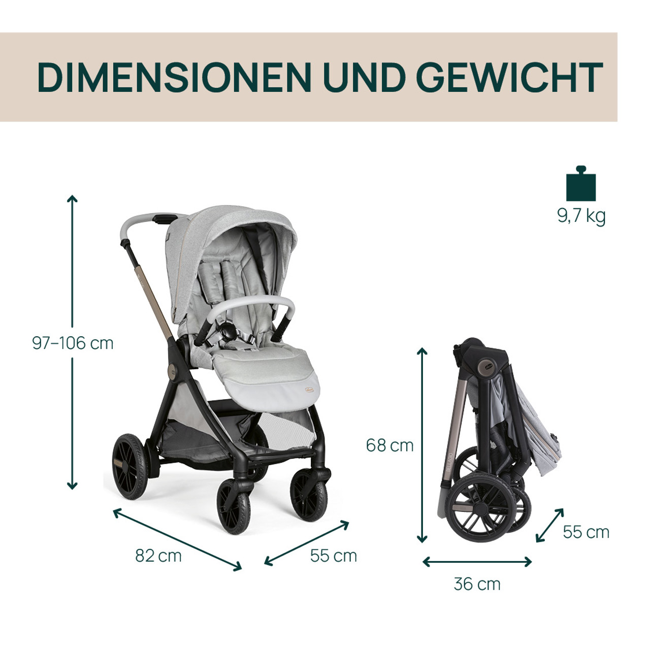 BELLAGIO, modularer, selbstschließender Kinderwagen null - 3