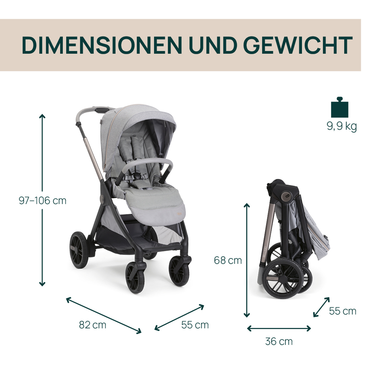Bellagio 2, modularer, selbstschlie&szlig;ender Kinderwagen null - 7