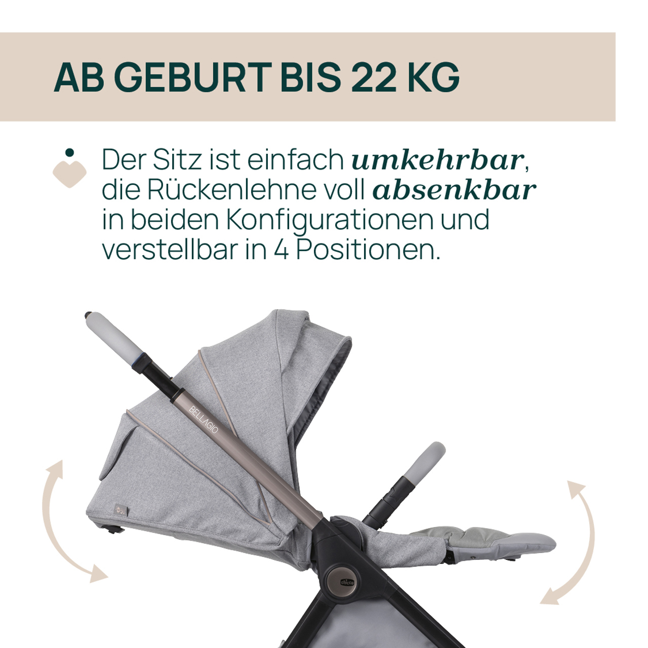 Bellagio 2, modularer, selbstschlie&szlig;ender Kinderwagen null - 2
