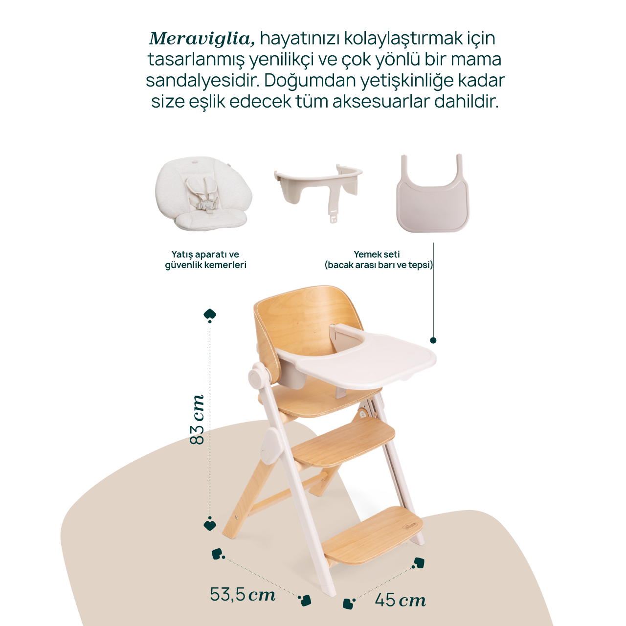 Meraviglia Evrimsel (B&uuml;y&uuml;yen) Mama Sandalyesi null - 23
