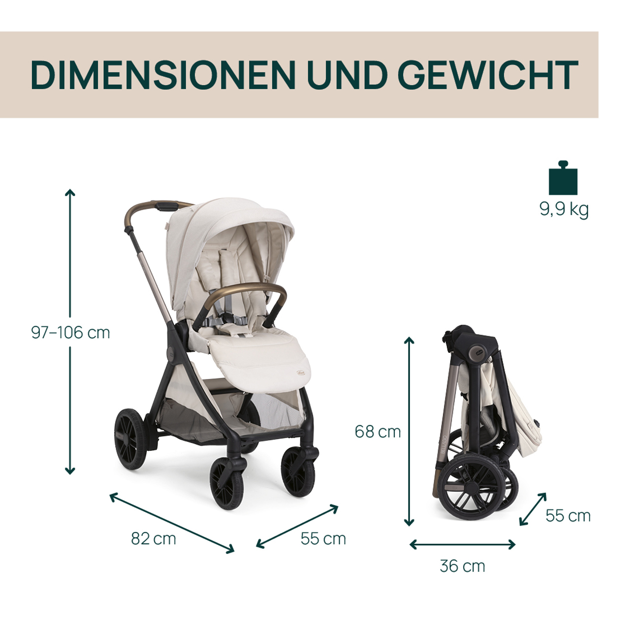 Bellagio 2, modularer, selbstschlie&szlig;ender Kinderwagen null - 4