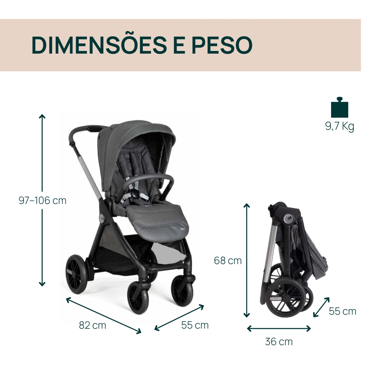 Trio Bellagio c/ Flexi,  First Seat Recline e Bi-Seat com base Chicco - 3
