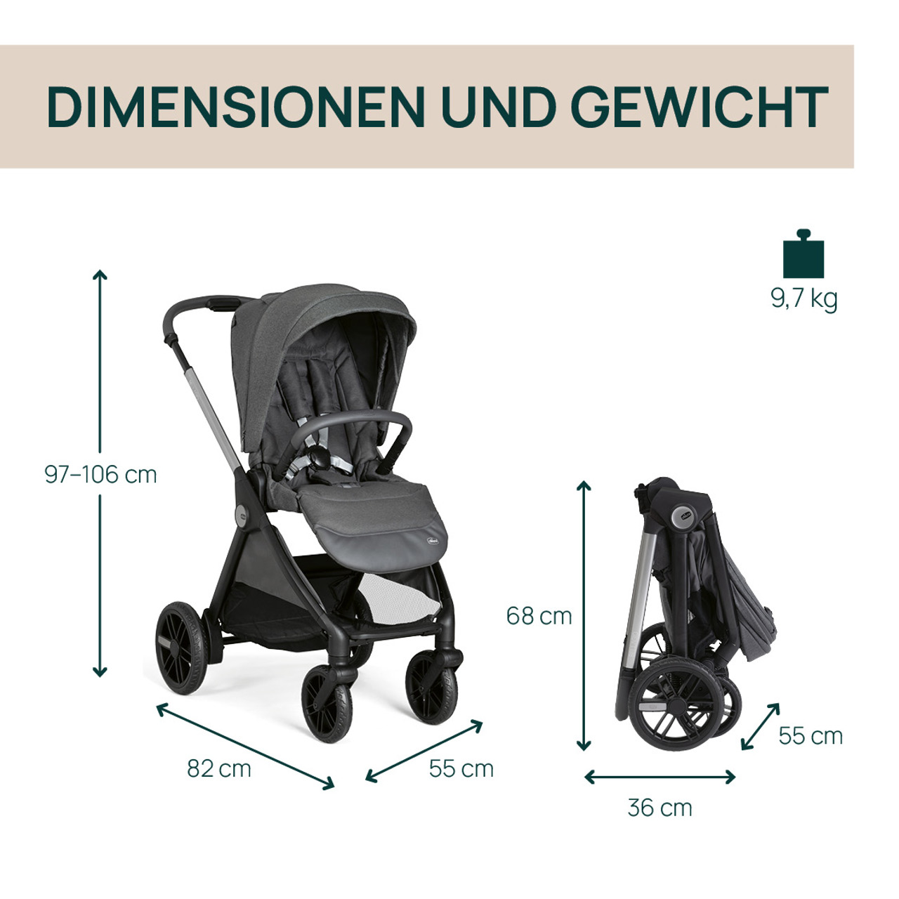 BELLAGIO, modularer, selbstschließender Kinderwagen null - 3