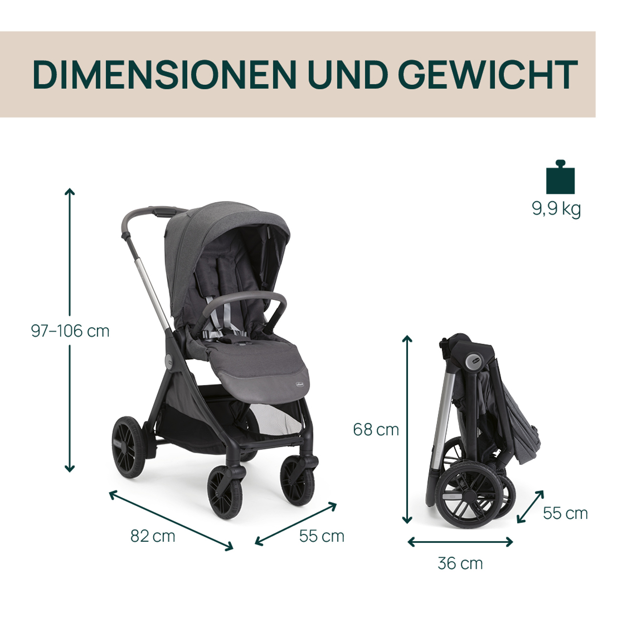 Bellagio 2, modularer, selbstschlie&szlig;ender Kinderwagen null - 8