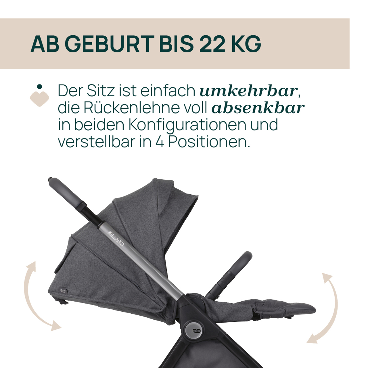 Bellagio 2, modularer, selbstschlie&szlig;ender Kinderwagen null - 2