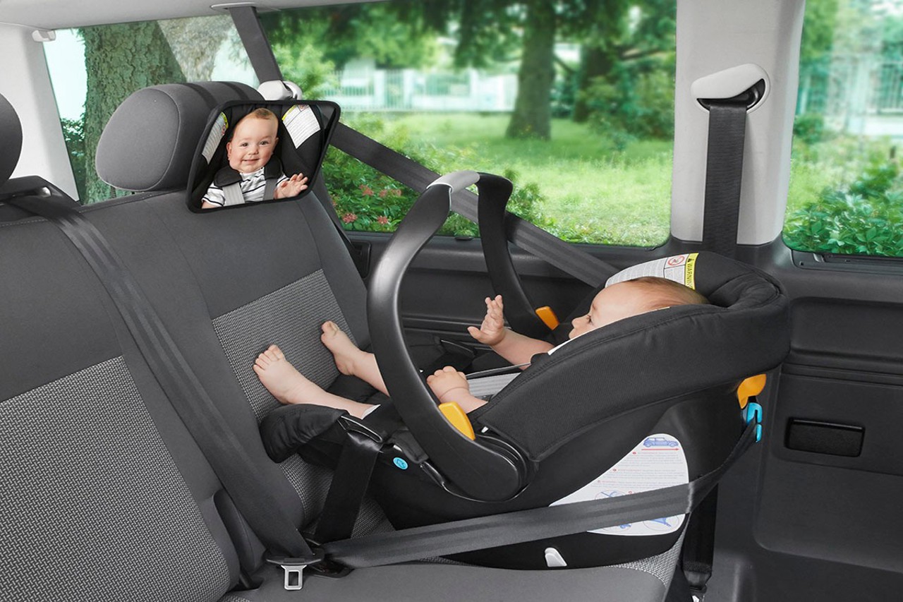 Espejo de coche para bebé, monitorea de forma segura al niño en el asiento  de automóvil orientado hacia atrás, espejo de automóvil, asiento trasero