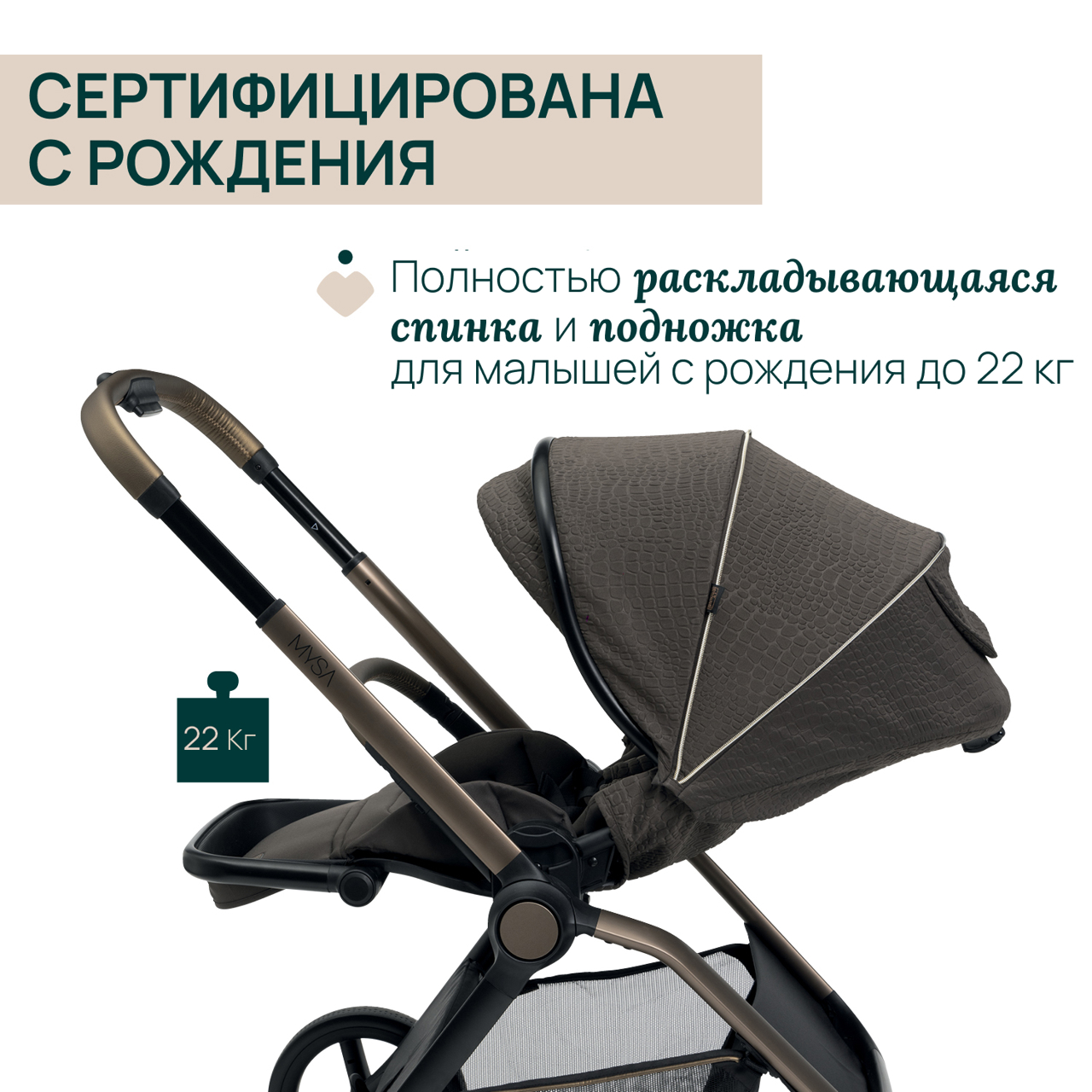 Коляска MYSA STROLLER BRONZE LIZARD RE_LUX null - 10