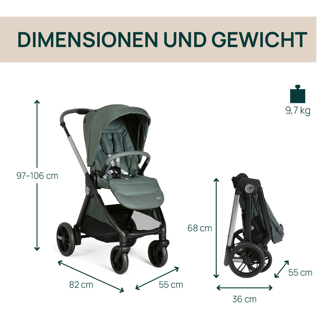 Bellagio, modularer, selbstschließender Kinderwagen null - 3