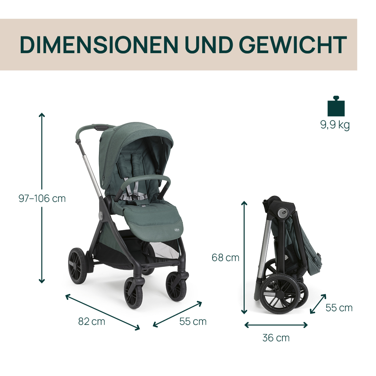 Bellagio 2, modularer, selbstschlie&szlig;ender Kinderwagen null - 8