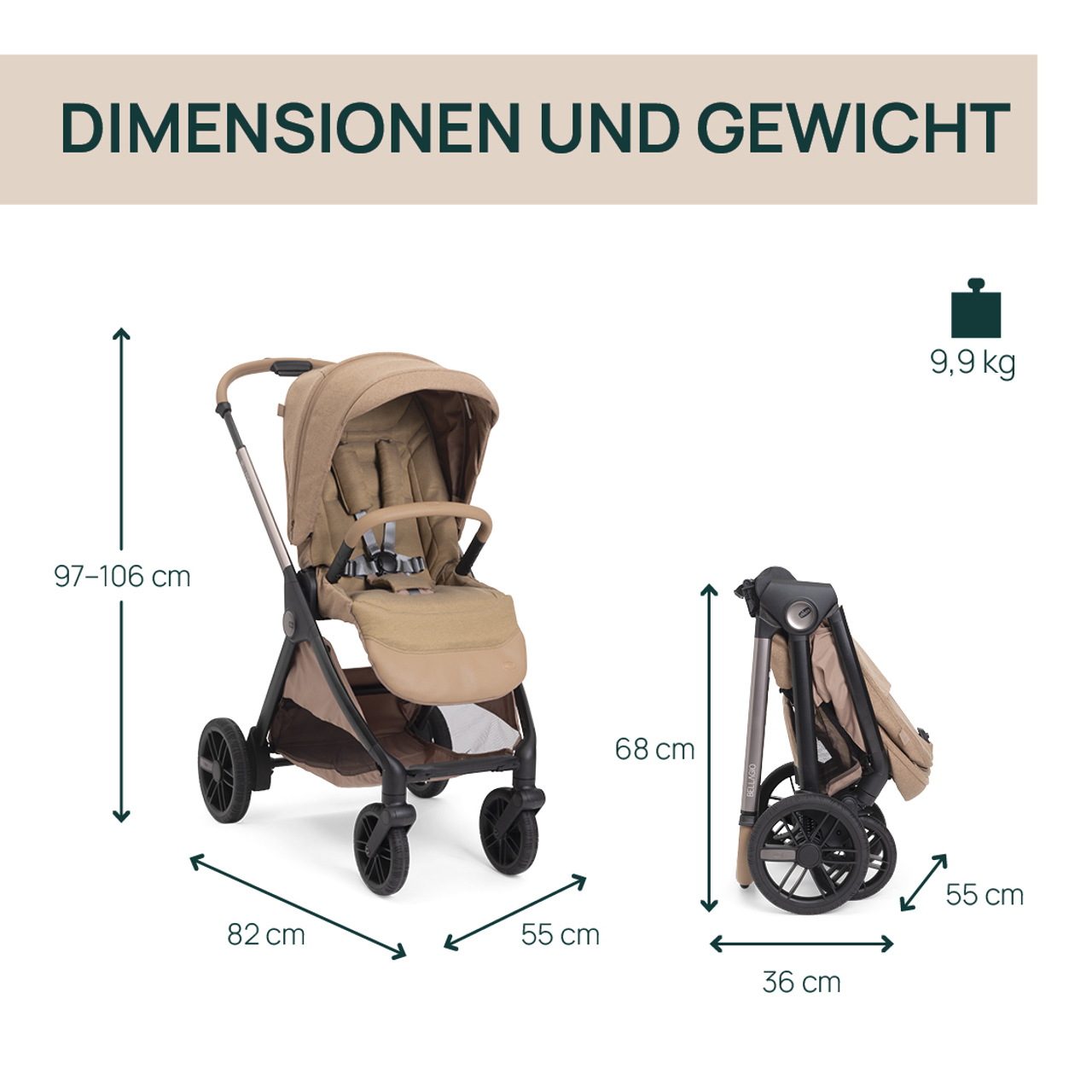 Bellagio 2, modularer, selbstschlie&szlig;ender Kinderwagen null - 6