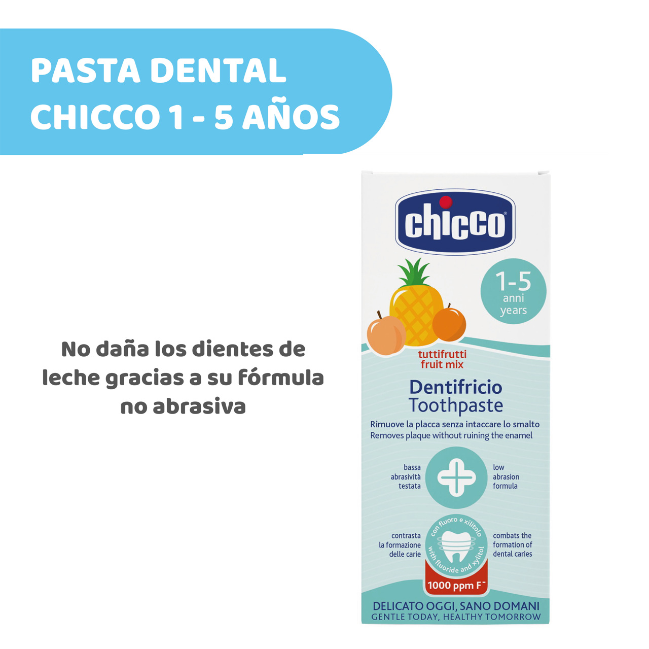 Pasta de Dientes Sabor Tutti Frutti de 1 a 5 años con Flour null - 4