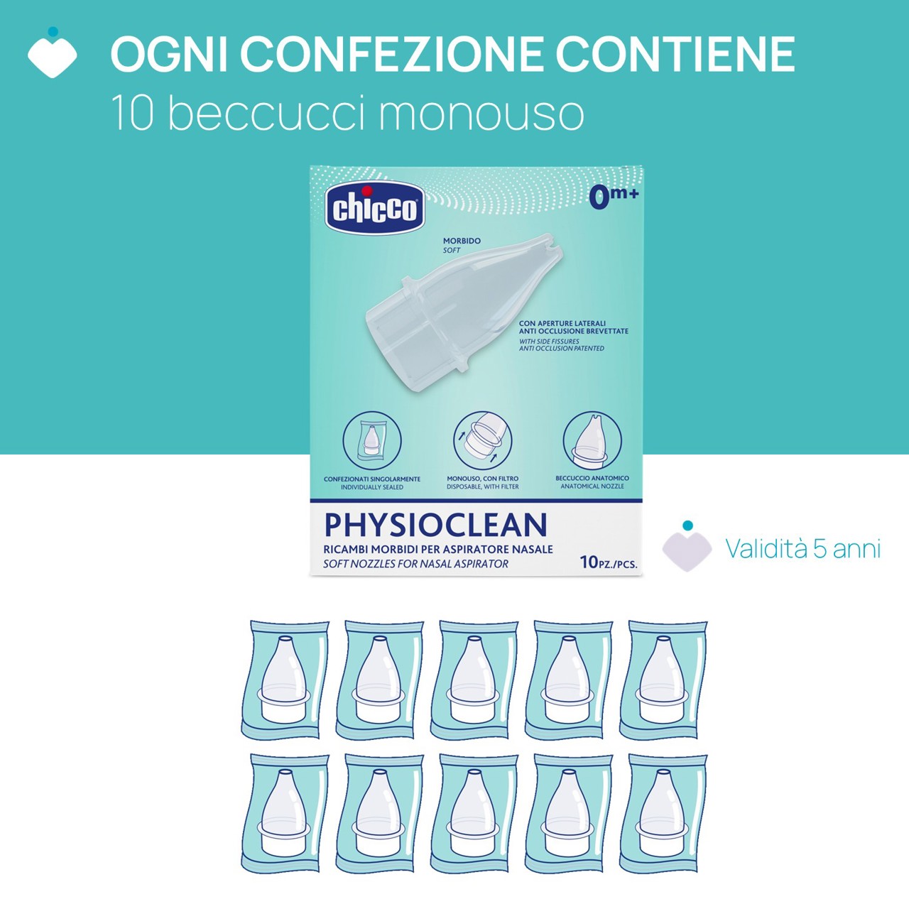 Physioclean ricambi morbidi per aspiratore nasale Chicco - 5